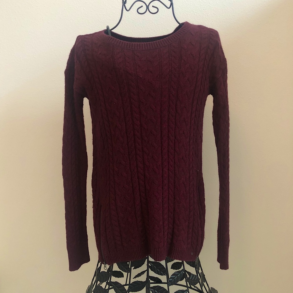 American Eagle Cable Knit Zipper Sweater